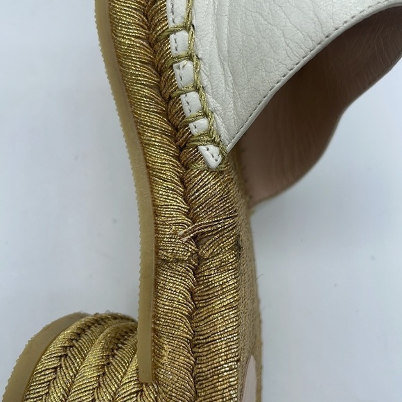 Gucci Ivory Gold GG interlocking heeled espadrille mules 37 - Picture 3 of 8